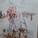Tablou arab pictat in acuarela si semnat